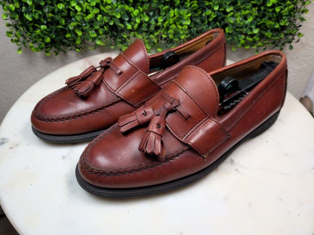 Sebago Lite Tassel Loafers Brown Leather Men's US 9.5 D Made in USA Vintage